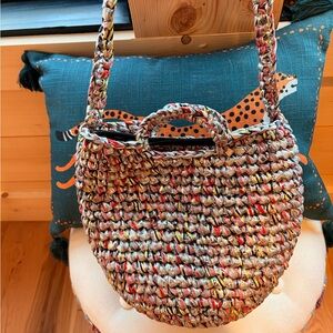 Handmade Artisan Recycled Woven Purse 90s Upcycle